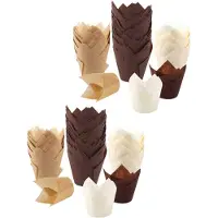 Typecat 400Pcs Tulip Cupcake Baking Cups, Muffin Baking Liners Holders, Rustic Cupcake Wrapper, Brown, White and Nature Color