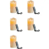 Melitt 5X LED-Ljus, Flimrande Flamlösa Ljus, Laddningsbart Ljus, Äkta Vaxljus med Fjärrkontroll, 12,5 cm