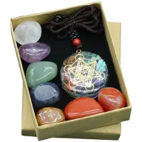 Typecat Sju chakra set naturlig aura blandad kristall heminredning helande po