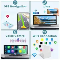 Melitt 11,26-Tums Dash Cam Trådlös Carplay & Android Auto Bil WiFi GPS-Navigering Bakre Kamera Videoinspelare
