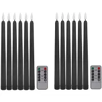 Wella Paket med 12 Fjärrstyrda Halloween Koniska Ljus, Svart Färg Flameless Falska Pelarljus, Batteriljus med Innehåll