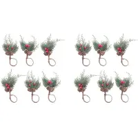 Wella Jul Servettringar Set Om 12, ServetthåLlare med Konstgjorda Tallkottar Grenar Red Berry Dekor