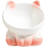 Melitt Tonad Keramisk Kattskål Husdjursskål Matskål Dryckeskål Husdjurstillbehör Hundskål Kattskål med Snedställd Mun Rosa