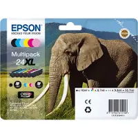 Epson 24XL Multipack - 6-pack - XL - svart, gul, cyan, magenta, ljus magenta, ljus cyan - original - bläckpatron - för Expression Photo XP-55, XP-7...