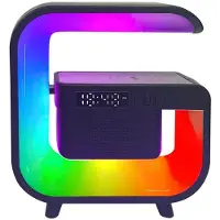 Wella Trådlöst Laddarställ 5.0 Högtalare Multifunktion FM TF RGB Nattljus Snabbladdningsstation för Smartphone-B