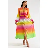 MSN Collection Ombre Maxi Klänning med Bälte