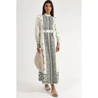 MSN Collection Mandarinkrage Geometrisk Panel Maxi Klänning