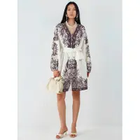 MSN Collection Beltad Miniklänning med V-ringning i Paisley