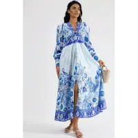 MSN Collection Blommig Maxiklänning med Paneldesign