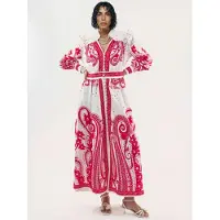 MSN Collection V-ringad Paisley Maxi Klänning med Slits