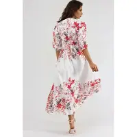 MSN Collection Blommig V-ringad Maxiklänning