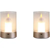Wella 2X USB-Ljusljus Uppladdningsbar, FlamlöS Elektrisk LED-Ljus Dans RöRliga Ljus Ljus Heminredning