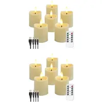 Melitt 12x LED-Ljus, Flimrande Flamlösa Ljus, Laddningsbart Ljus, Äkta Vaxljus med Fjärrkontroll, Mjölkvit