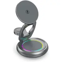 Zandona 3-i-1 15W Trådlös Laddningsstation för Telefon/Smartklocka/Hörlurar med Magnetisk 360 Roterande och Vikbar