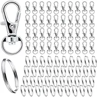INF 40-pack nyckelringar och ringar med karbinhake Silver