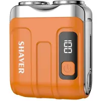INF MINI Elektrisk Rakapparat med Digital Display - Portabel Rese Rakhyvel för Män & Kvinnor Kompatibelt med Huawei, Samsung, APPLE, Garmin Orange
