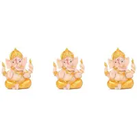 Typecat 3X Haidianzi Gold Lord Ganesha Buddha Staty Elefantgud Skulpturer Ganesh Figurer