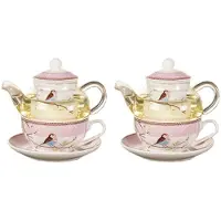 Exogio 2X Keramisk Blomtekanna BlomfåGelkoppfat VäRmebestäNdigt Glaskannaset Kaffekopp Afternoon Tea Tea Set Rosa