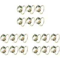 Typecat Servettring Golden Pearl Flower Servettringar Set med 18 MetallservetthåLlare för Bröllopsfest Middagsbordsdekoration