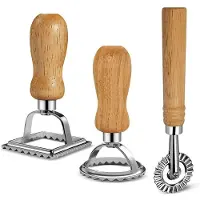 Tlily Ravioli Pasta Cutter Set, Ravioli Stamp Maker med TräHandtag för Ravioli, Pasta, Dumplings Lasagne, Pierogi