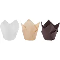 Typecat 200 St Tulpan Cupcake Baking Cups, Muffins Baking Liners Hållare, Rustik Cupcake Wraper, Brun, Vit och Nature Color