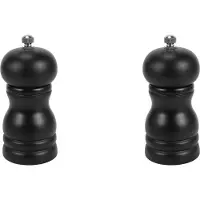Typecat 2X TräSalt- och Pepparkvarnsats Manuell Pepparsaltkvarnshaker, Massivt Trä med Justerbar Grovhet Svart