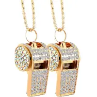 Typecat 2-pack bling visselpipa kristall strass med kedja, glänsande nyckelring för