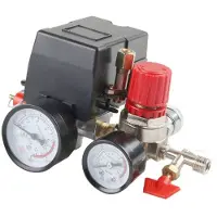 Tlily Luftkompressor Tryckbrytare Tryck med Ventilkontroll Regulatorer MäTare 90-120PSI 4- SäKerhetsventil Luftkompressor