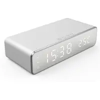 Tlily Trådlös Laddare Tid Väckarklocka LED Digital Termometer Hörlurar Telefonladdare Snabbladdning Dockstation