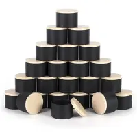Typecat 24-pack 115 g svarta ljusburkar med lock, 115 g burkar för att göra ljus