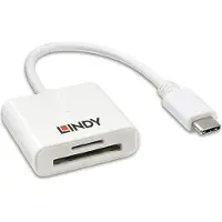 Lindy - Kartenleser (MMC, SD, RS-MMC, MMCmobile, microSD, MMCmicro, SDHC, SDXC) Extern minneskortläsare microSD, SD, USB 3.2 Gen 1 Vit