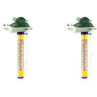 Exogio 2X Tecknad Pooltermometer Flytande Pooltermometer Utomhus Inomhus Badvatten Damm Grön Sköldpaddatermometer