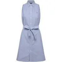 Ralph Lauren för kvinnor. 211968897002 Vävd klänning blå (36), Casual, Bomull, Ärmlös / Hängselbyxor