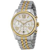 Michael Kors Lexington damsklocka med kronograf, tvåfärgat rostfritt stålarmband, vit urtavla, MK5955