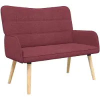 vidaXL Tvåsitssoffa Vinröd 115 x 61 x 87 cm tyg