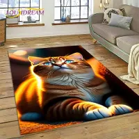 HGHT 3D Perserkatt, Söt Sköldpaddsfärgad Katt, Ragdoll Tecknad Matta för Vardagsrum Sovrum Heminredning, Halkfri för Soffa Dörrmatta Gåva Barn 80*120cm
