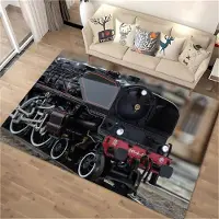 JGJG Klassiskt Tåglokomotiv 3D HD Tryck Matta för Vardagsrum Barnrum Soffmatta Dörrmatta Golvmatta Halkskydd Dekor Alfombra 40x60cm (16x24in)