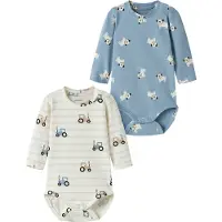 Name it Body l/ä - 2-pack - NbmVroels - Antique White/Ashley Blu - - 74 - Body L/Ä