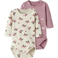 Name it Bodies l/ä - 2-pack - NbfVandora - Summer Sand/Lila - - 62 - Body L/Ä