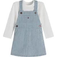Tommy Hilfiger Denim Stripe Dungaree Dress And T-Shirt Set