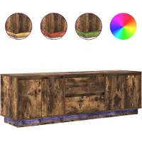 vidaXL TV-bänk med LED-lampor rökt ek 160,5x41x50 cm