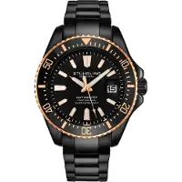 Stührling Svart Depthmaster Kvarts 42mm