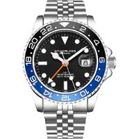 Stührling Svart och blå Meridian GMT Kvarts 42 mm