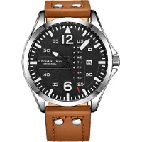 Stührling Brun och svart pilotklocka kvarts 44mm