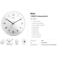 Mebus 13080 DCF Radioklocka 30 cm Vit Smygande urverk (tystgående)