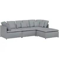 vidaXL Modulsoffa med fotpall och dynor i tyg ljusgrå