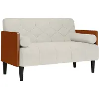 vidaXL Loveseat soffa med dynor gräddvit 110 cm sammet