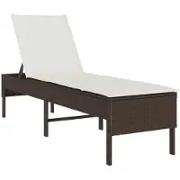 vidaXL Solstol med dyna brun 55x200x44cm konstrotting