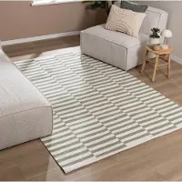FRAAI Randig modern matta | Dazzle Blocks grön/vit hos Volero | 140x200 cm | Bomull | Block | Rektangulär | Plattvävd