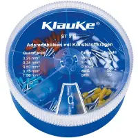 Klauke ST3B Ändhylsa sortiment 0.25 mm², 0.34 mm², 0.5 mm², 0.75 mm², 1 mm² Delisolerad Ljusblå, Vit, Gul, Orange, Turkos 150 delar
